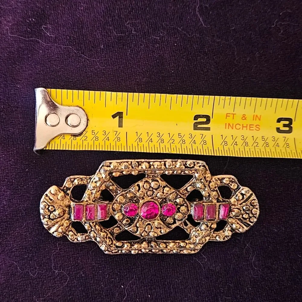 Vintage Gold tone and Red Brooch Pin